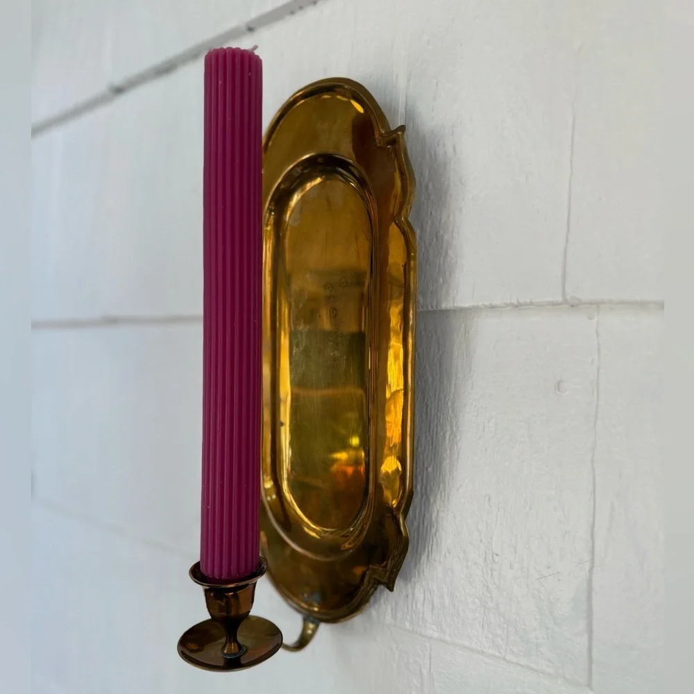 Vintage Brass Wall Sconce taper Candle Holder - Picture 4 of 8